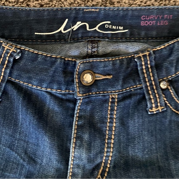 INC International Concepts 6 Jeans Curvy Fit Boot Cut Stretch Rhinestone Denim - Picture 2 of 7